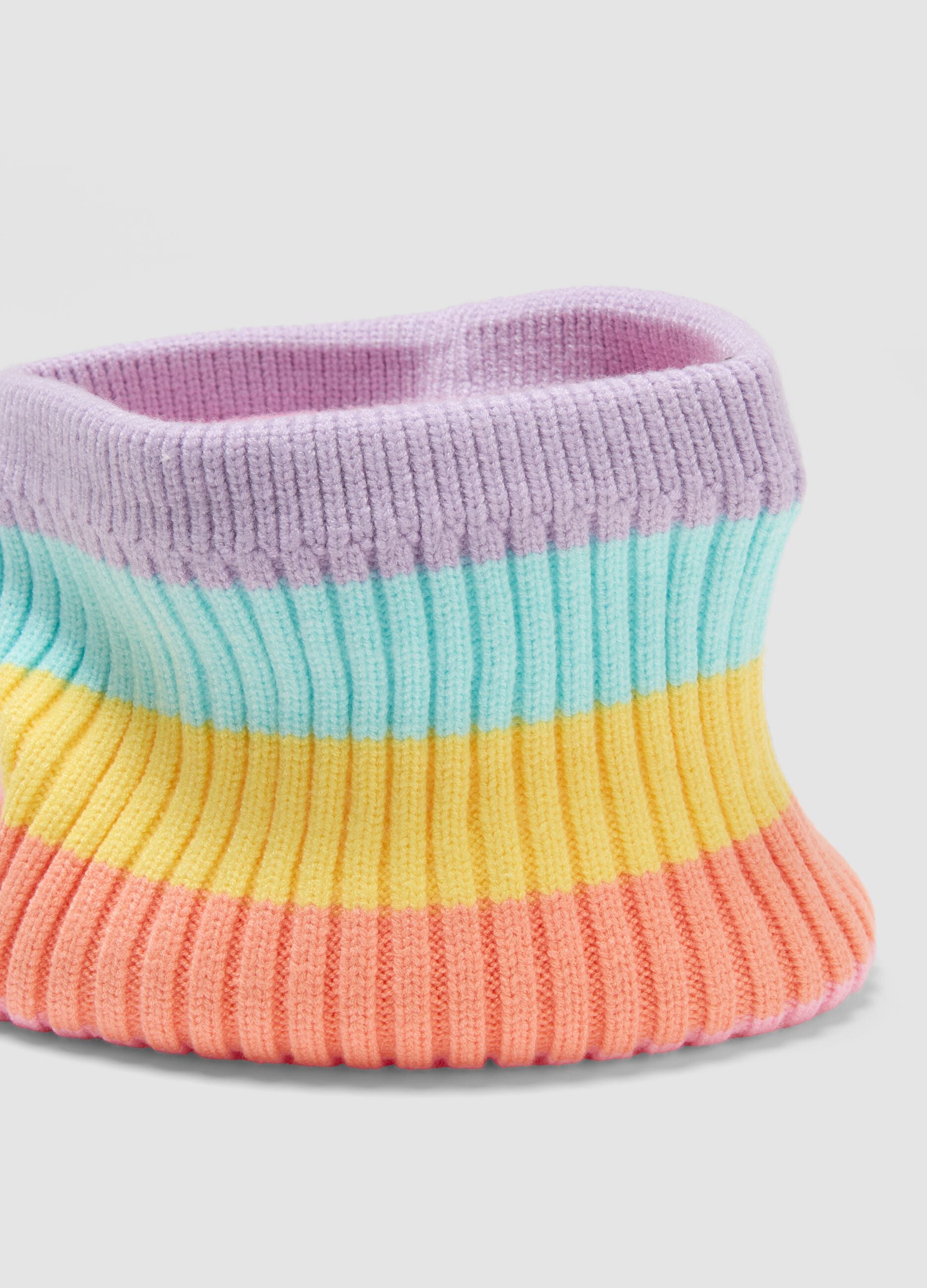 Multicolour ribbed viscose-blend scarf