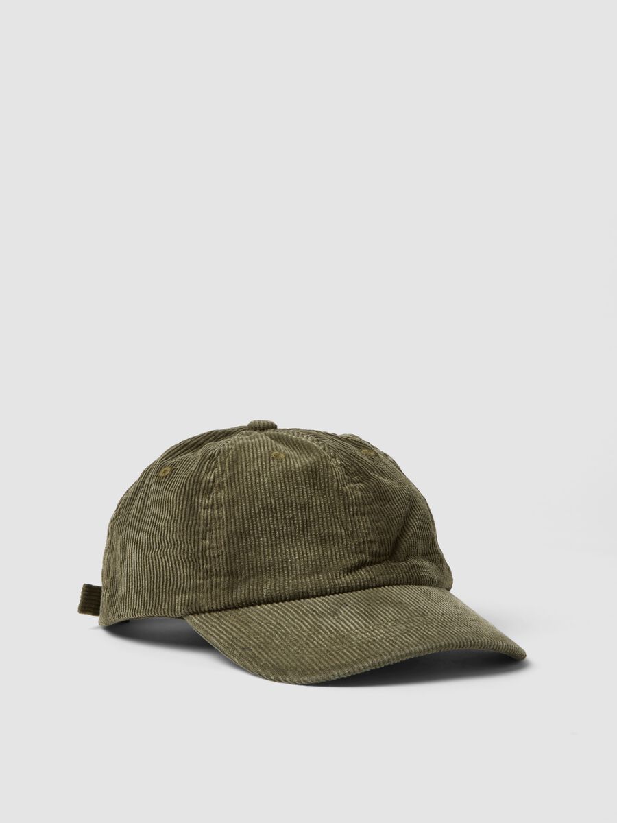 Cappello baseball verde in puro cotone a coste_0