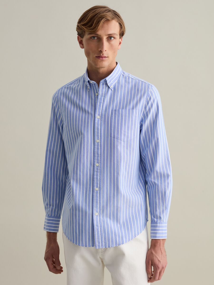 Regular-fit shirt in striped Oxford cotton_0