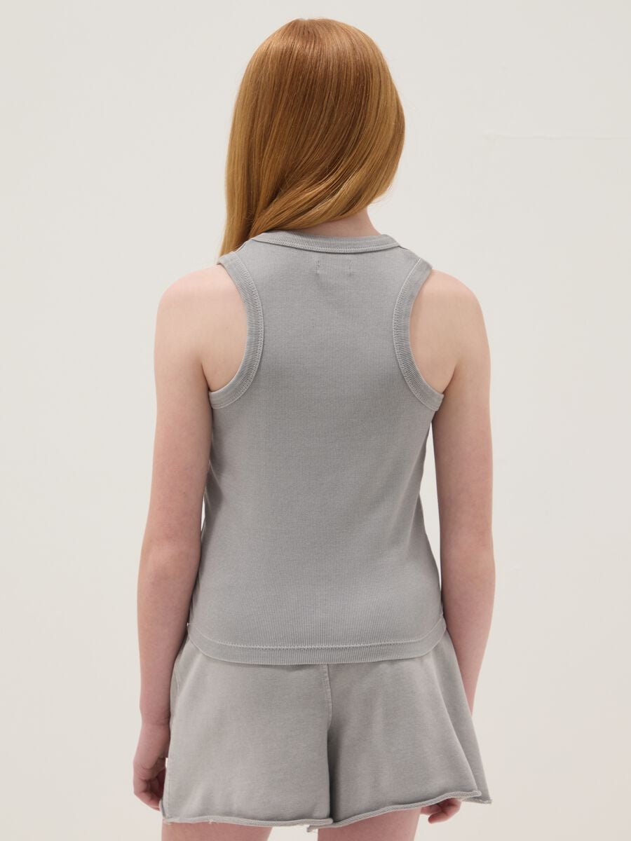 Tank top grigio in cotone elasticizzato fitted_1