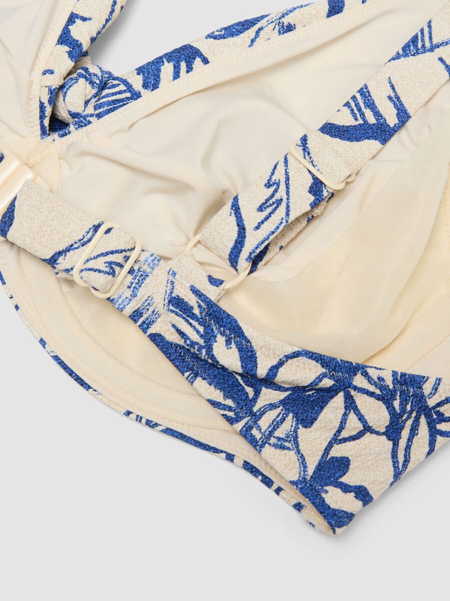 Top bikini blu in tessuto elasticizzato con stampa floreale_5