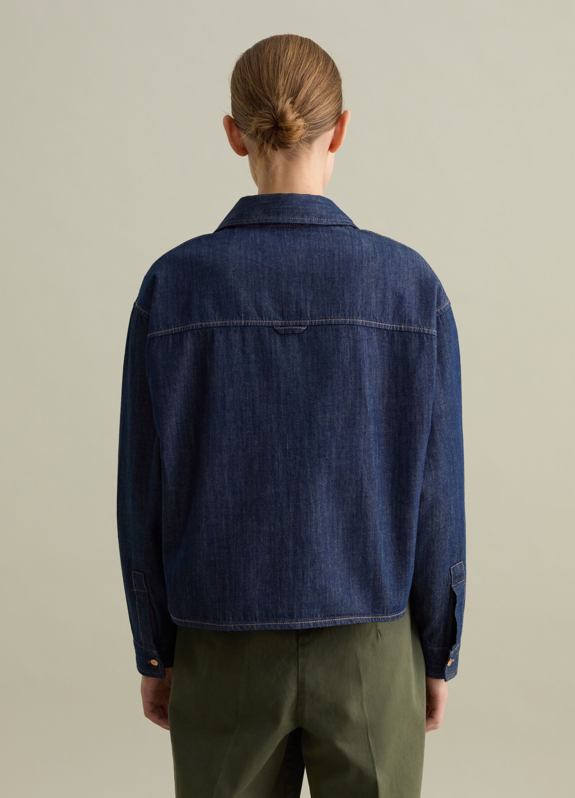 Utility shacket in denim