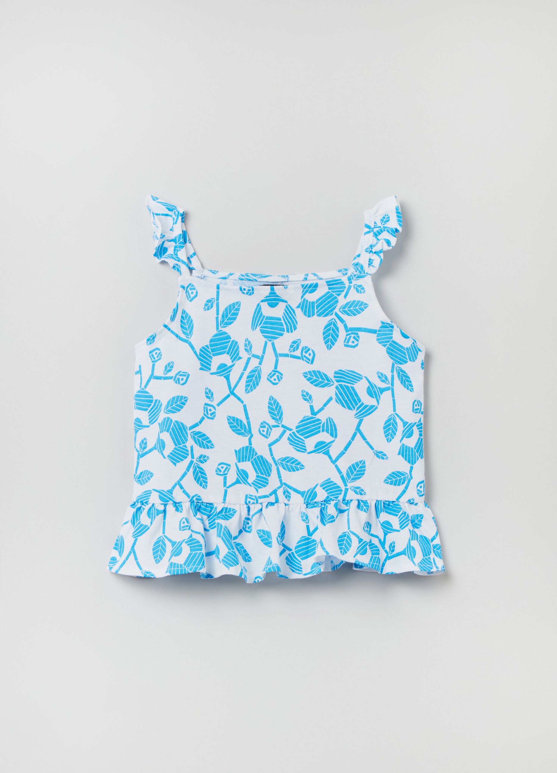 Tank top con stampa e volant_0