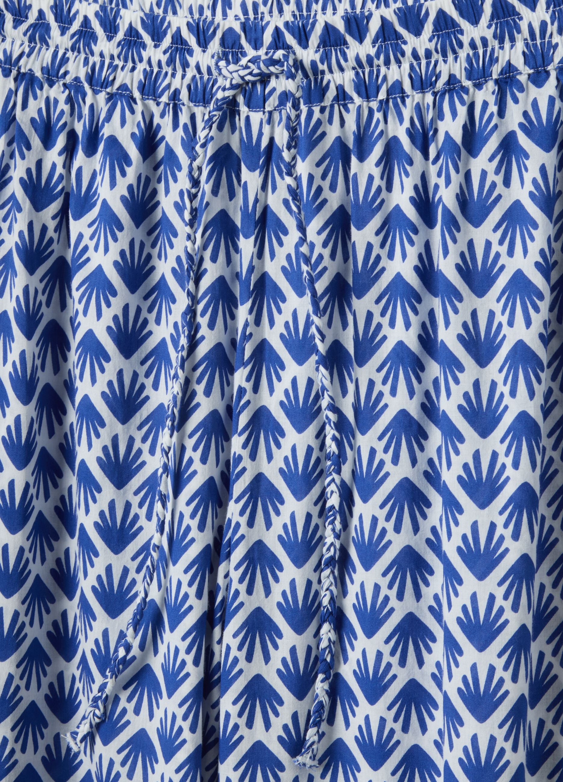Long pure cotton multicolour floral-print trousers