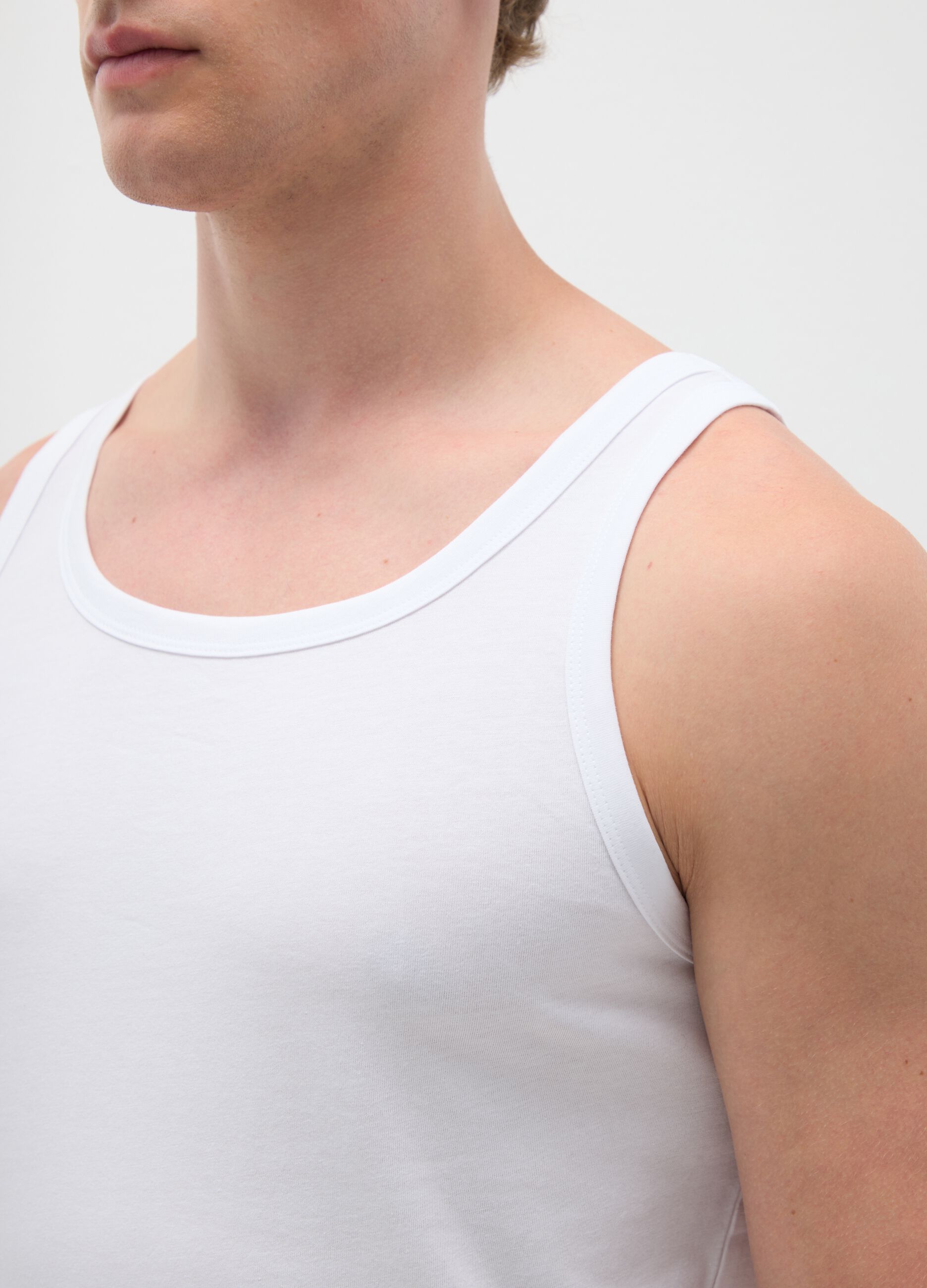 Men's White Pure Cotton Vest