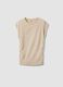 Beige pure cotton top with side ruching_0