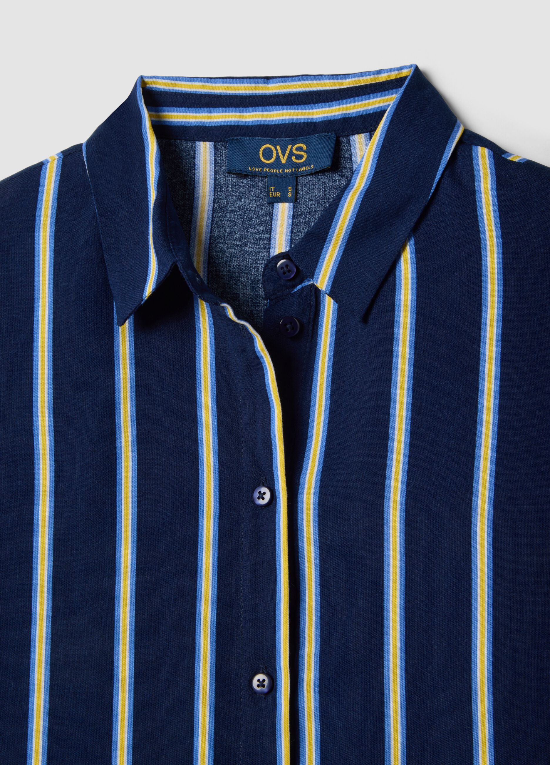 Pure viscose multicolour striped shirt, regular fit