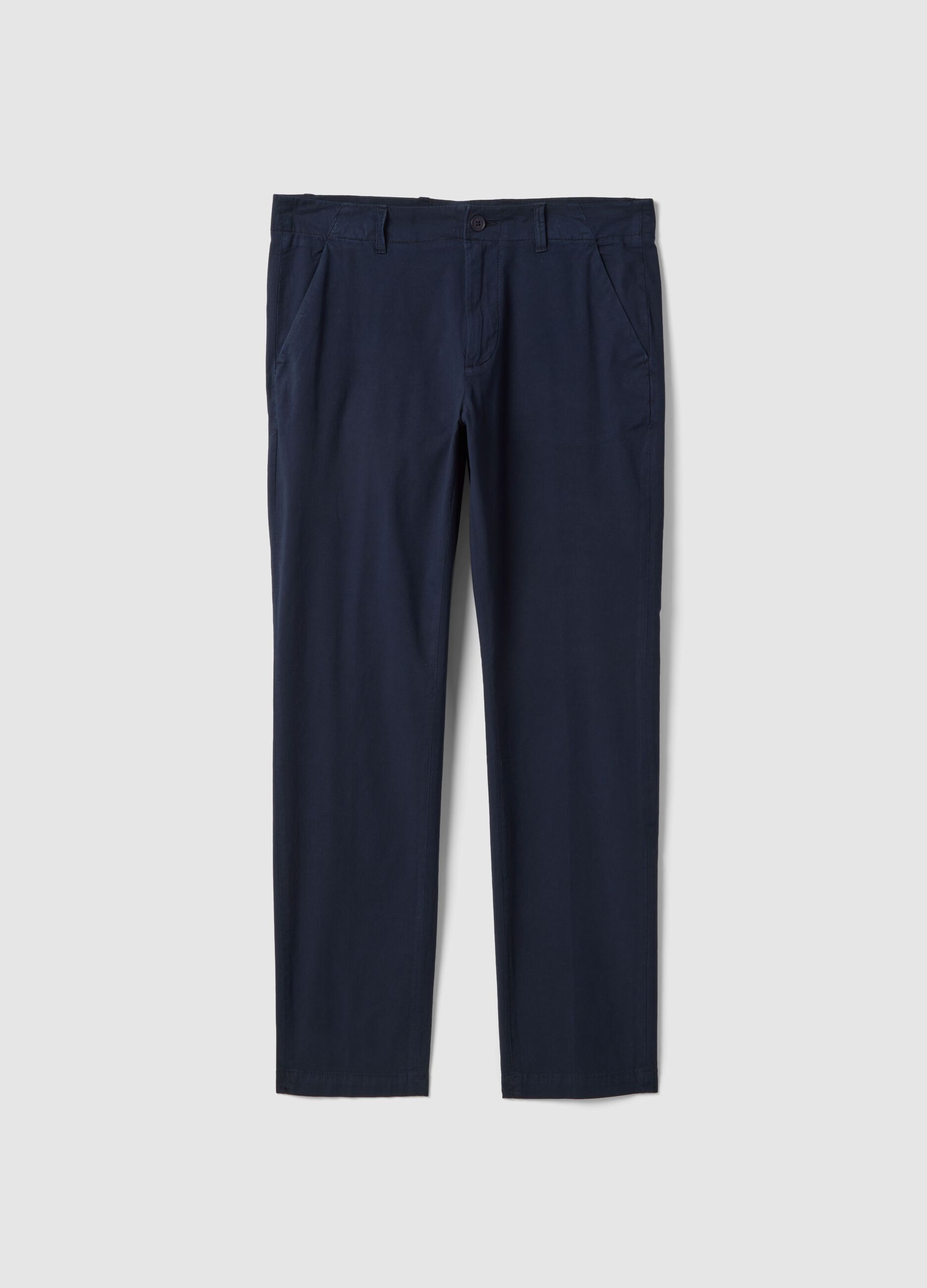 Slim fit blue stretch cotton chino trousers