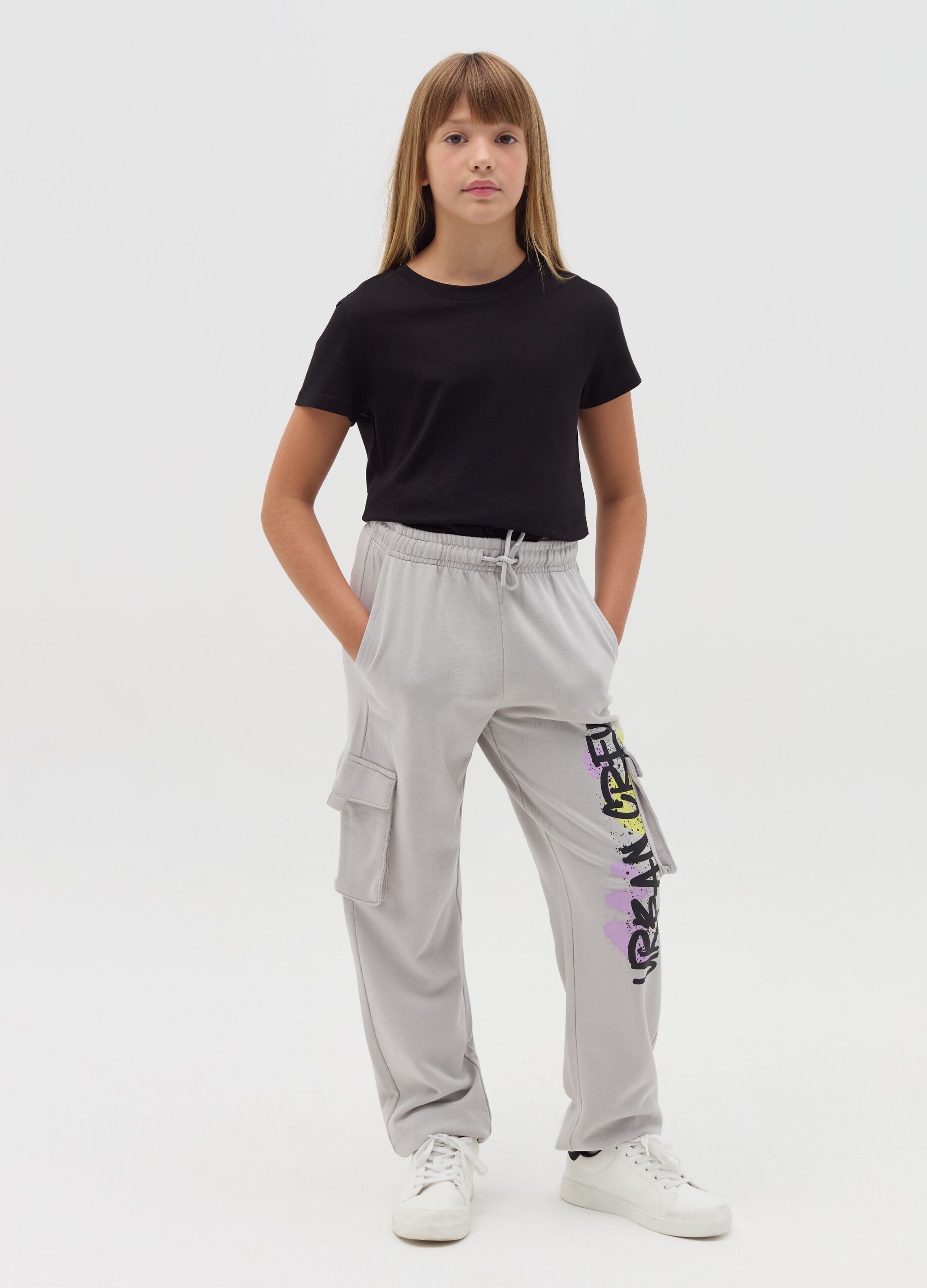 Cargo joggers with "Urban Crew" print