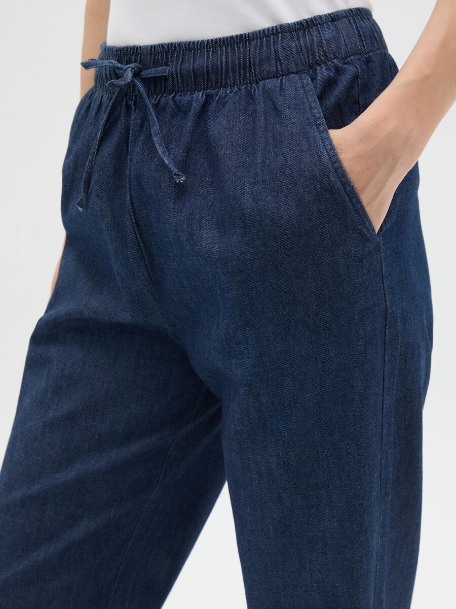 Wide leg pure cotton denim trousers_2