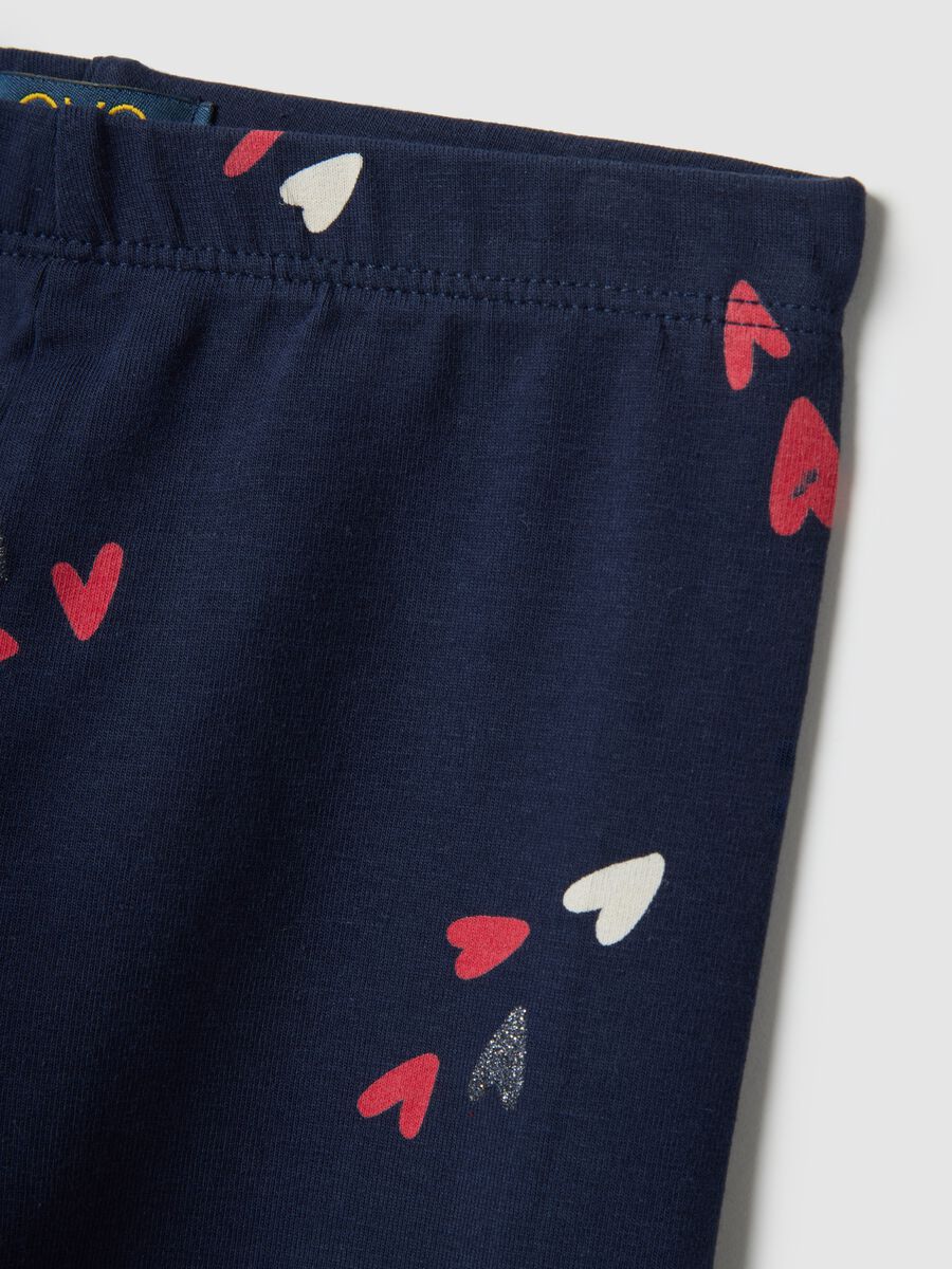 Blue stretch cotton slim fit leggings for girls_3