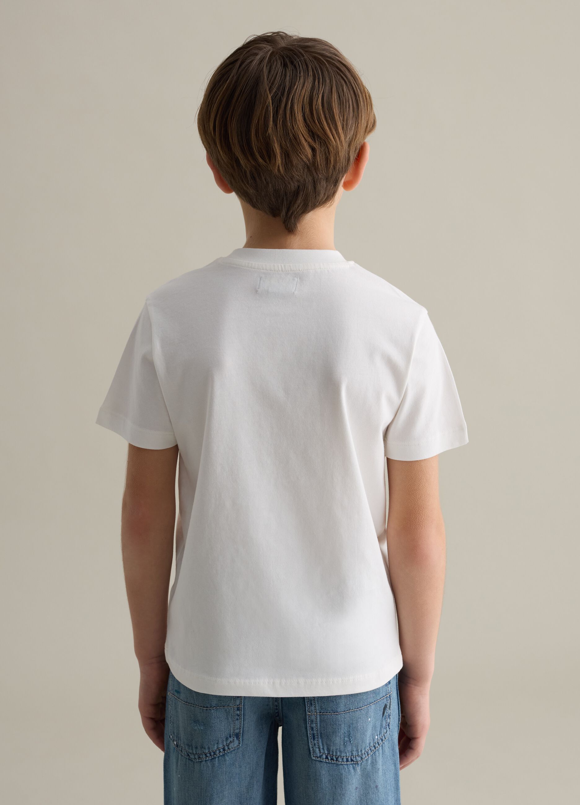 Cotton T-shirt with lettering embroidery