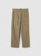 Beige cotton blend regular fit trousers_5