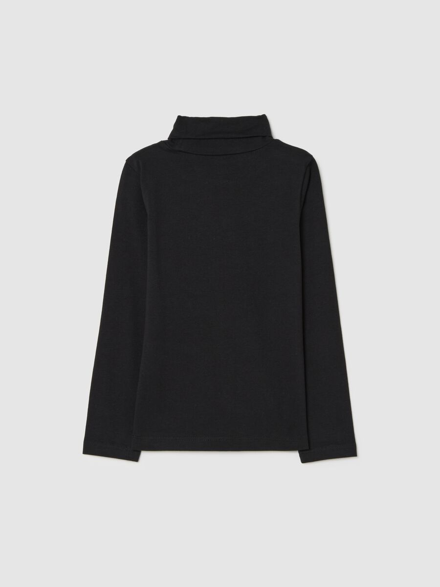 Girl's black cotton regular fit t-shirt with print_1