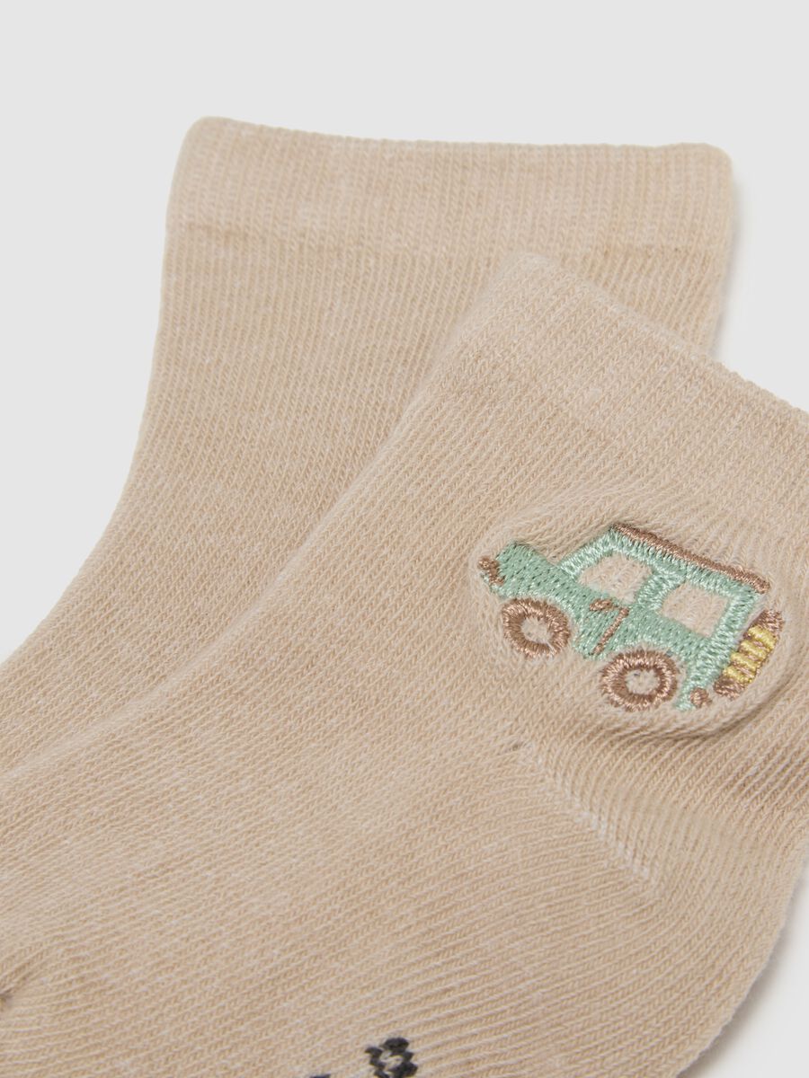 Multicolour cotton blend sock tripack for newborns with embroidery_1