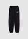 Girls' black jogger pants in pure cotton regular fit with print_0
