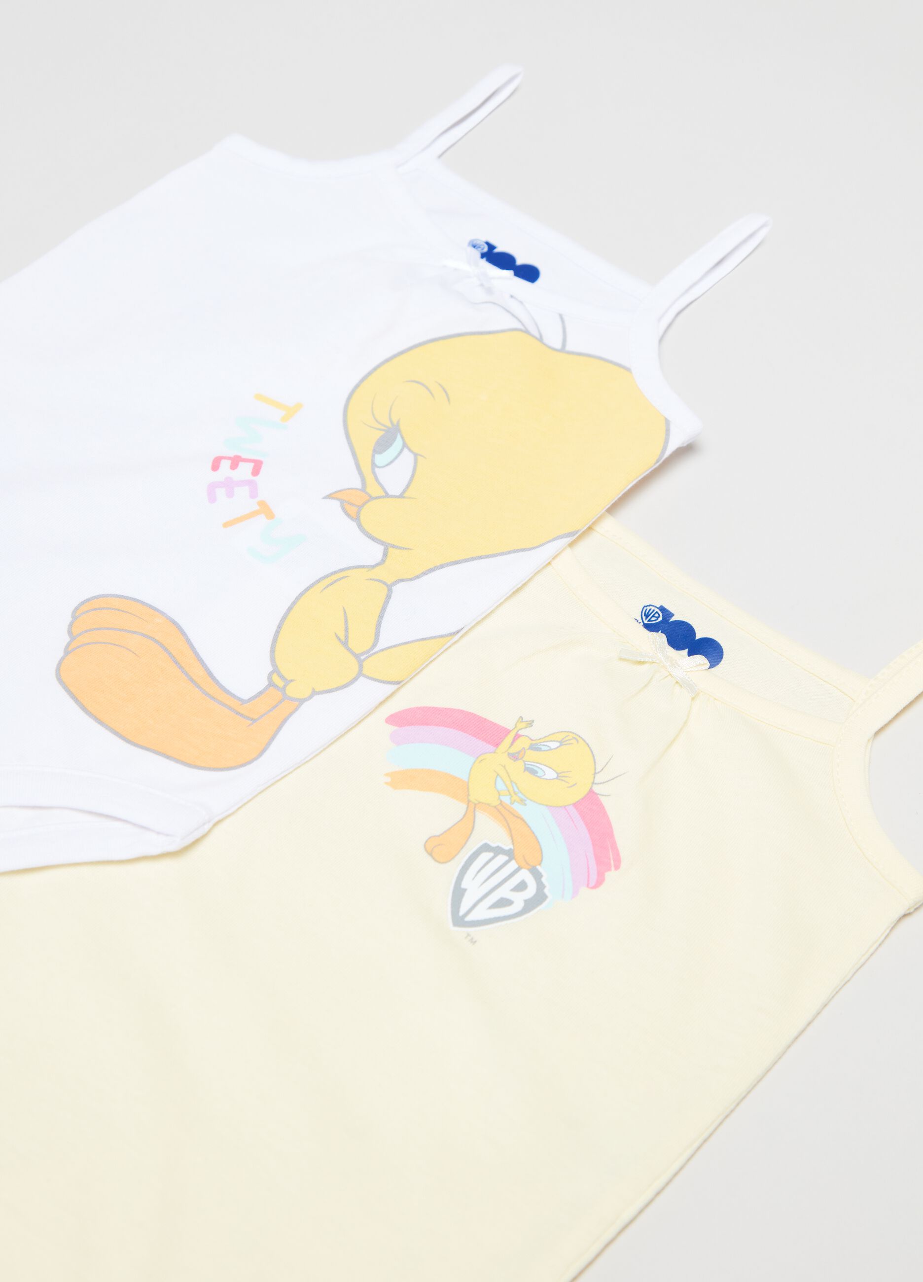 Two-pack cotton bodysuits with Tweetie Pie print