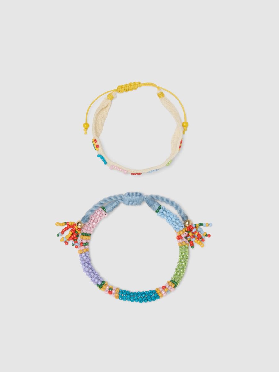 Multicolour bracelet twin pack with coloured glass beads_0