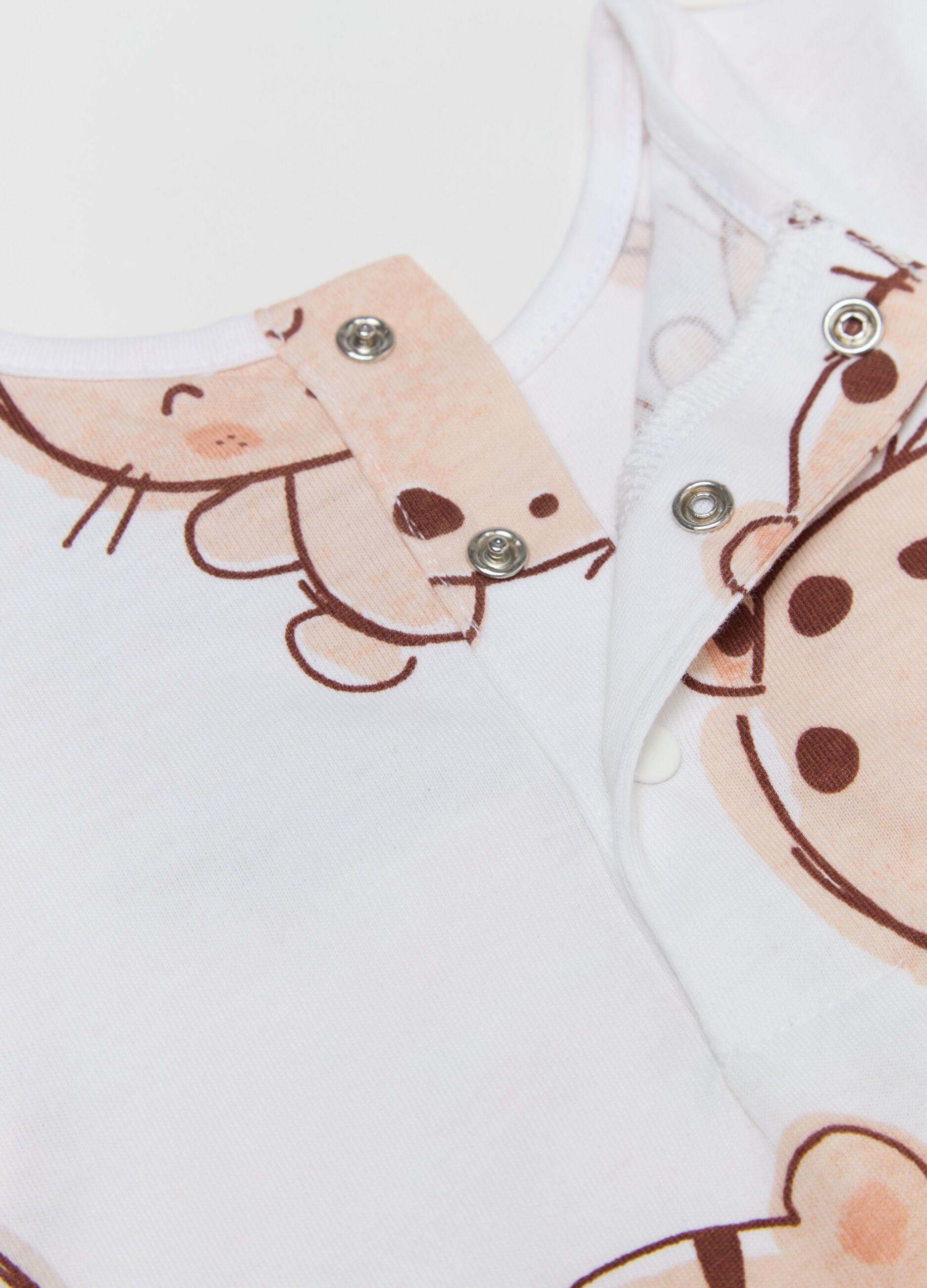 Cotton bodysuit with animal print and pocket