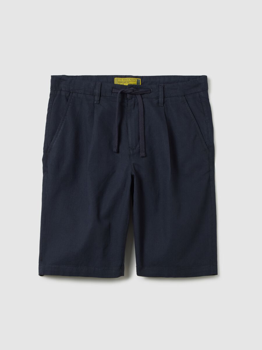 Men's blue linen blend shorts regular fit_4