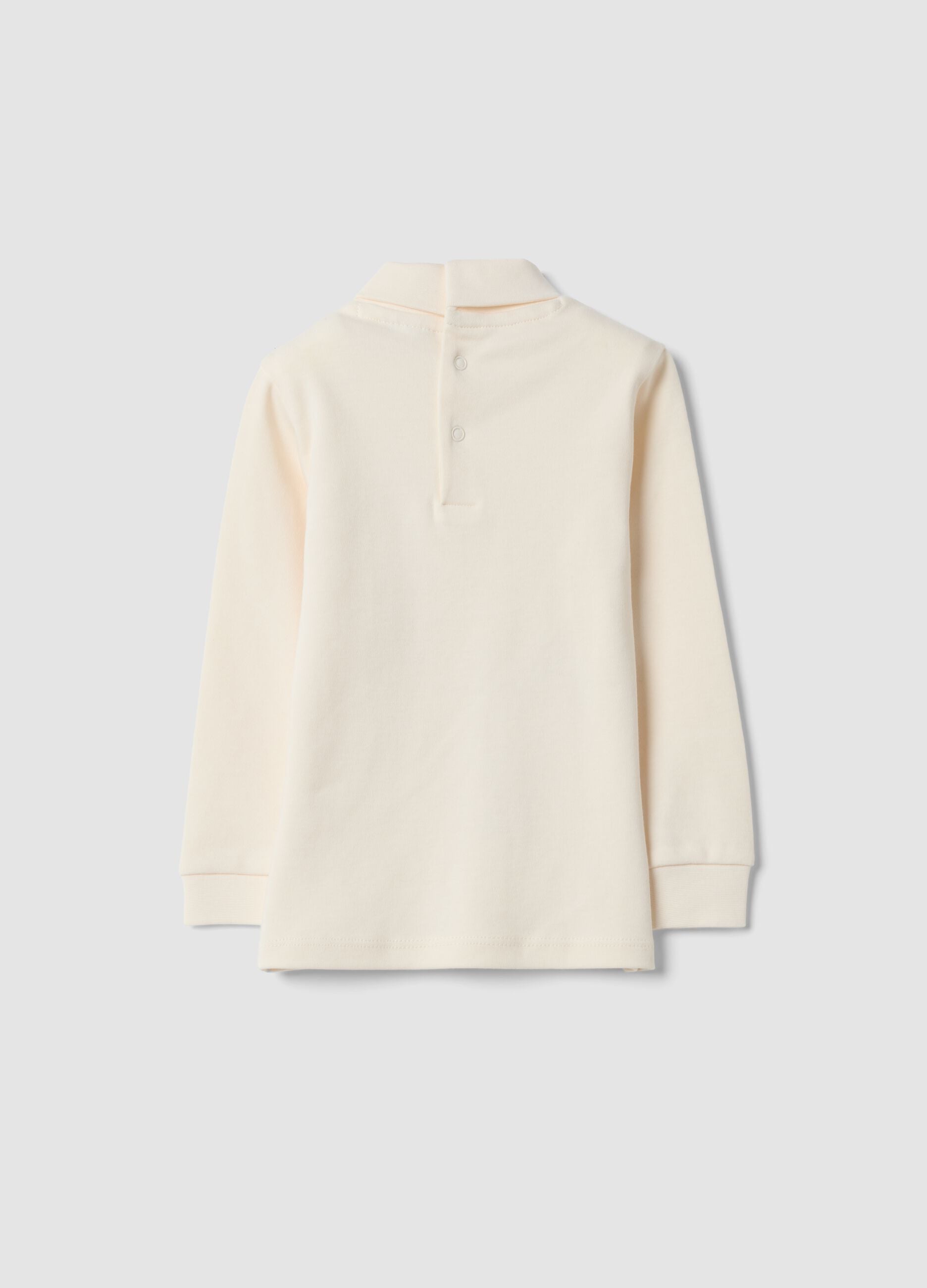 Maglia beige in puro cotone organico Dolcevita