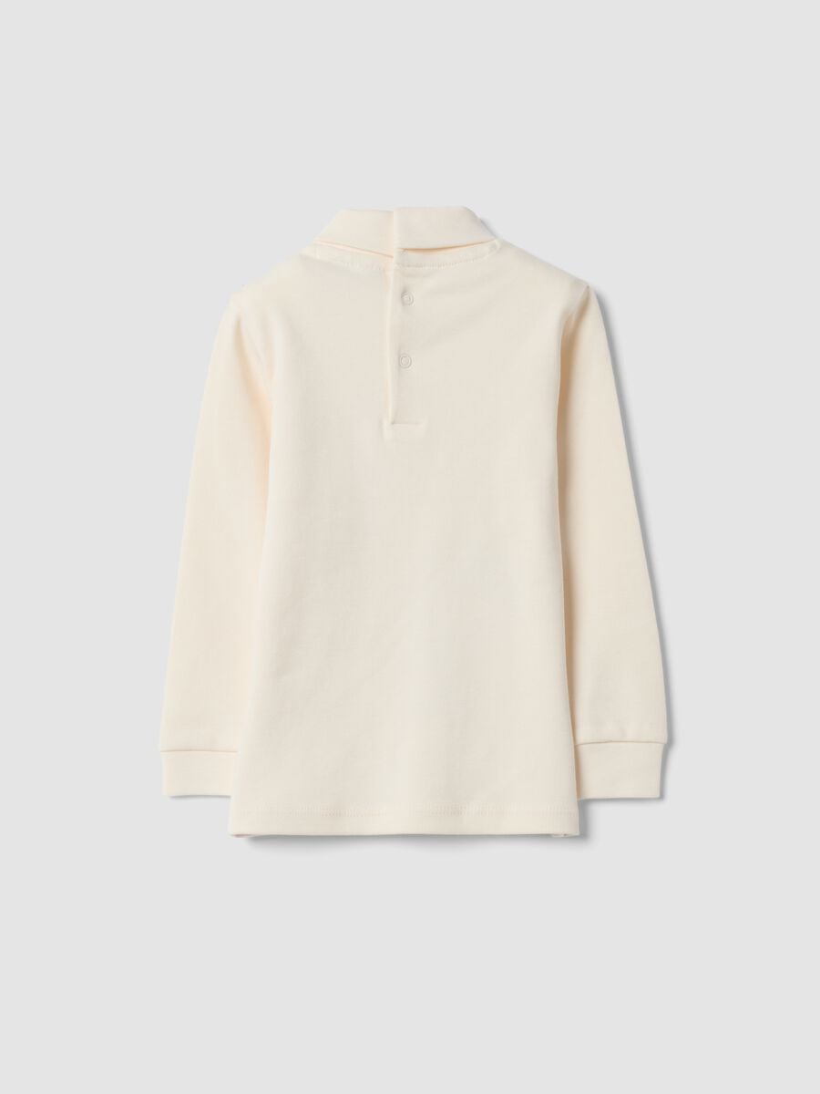 Beige organic cotton roll-neck top_1