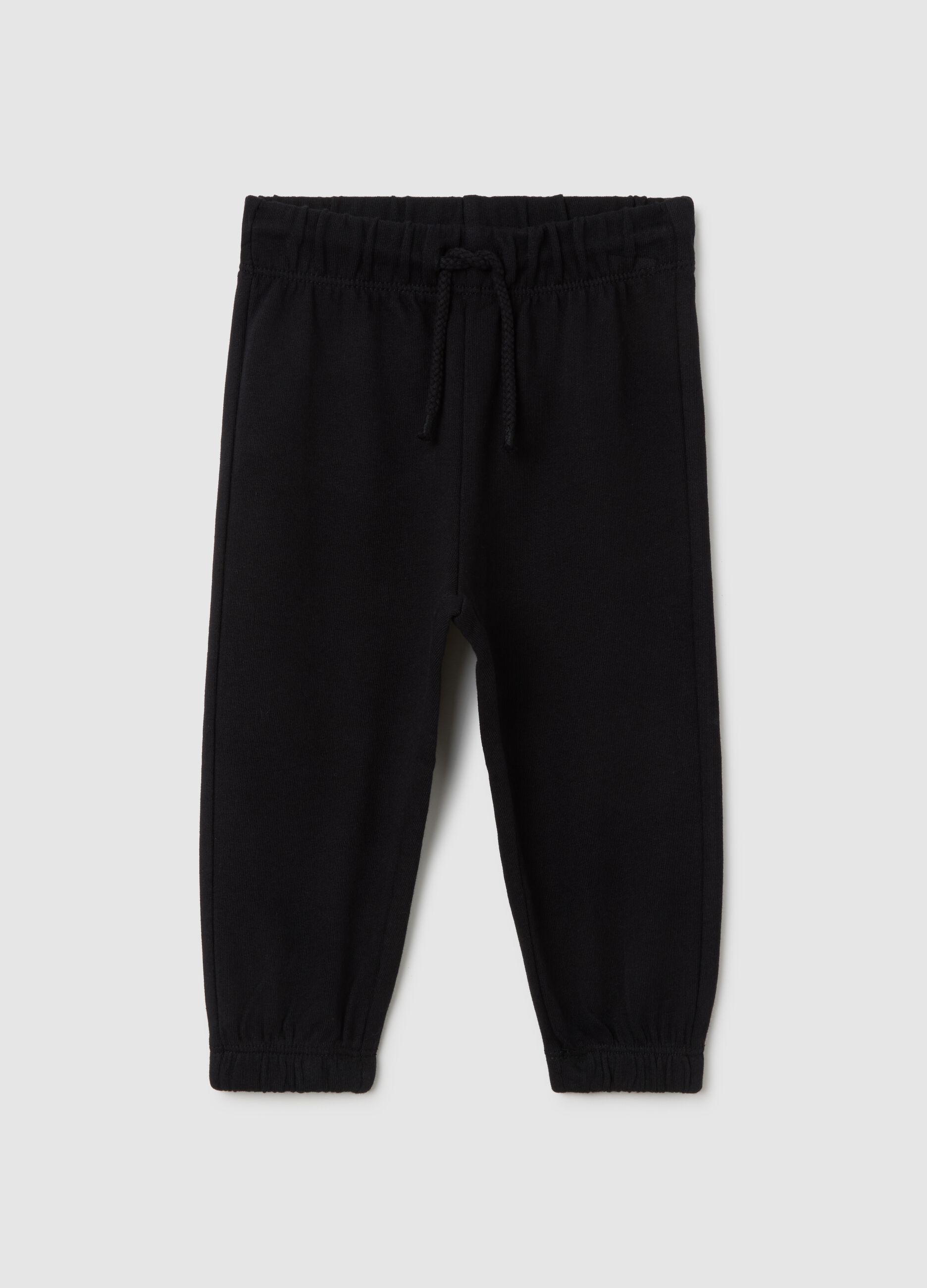 Children's black pure cotton regular fit joggers