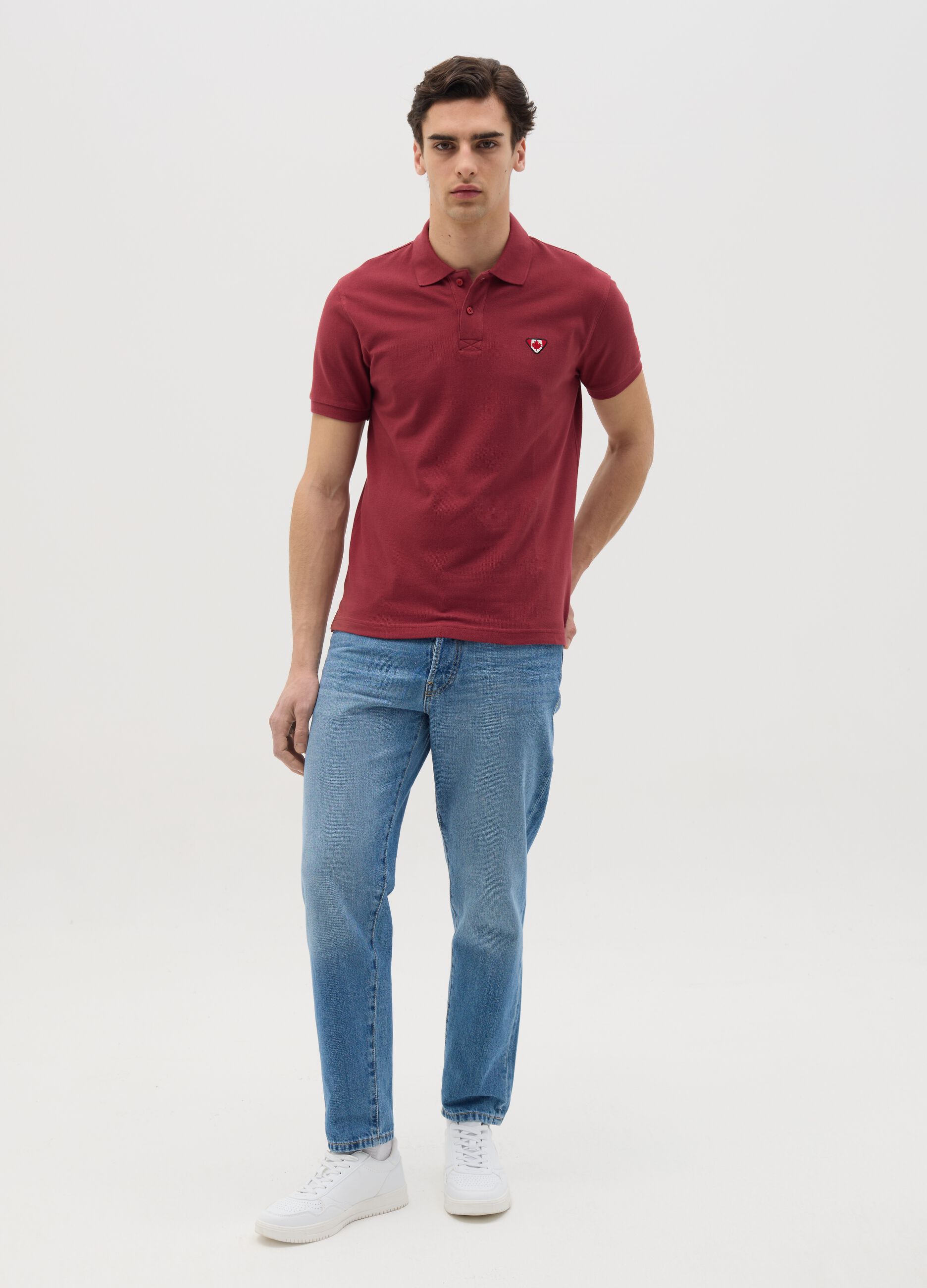 Piquet polo shirt with embroidered logo