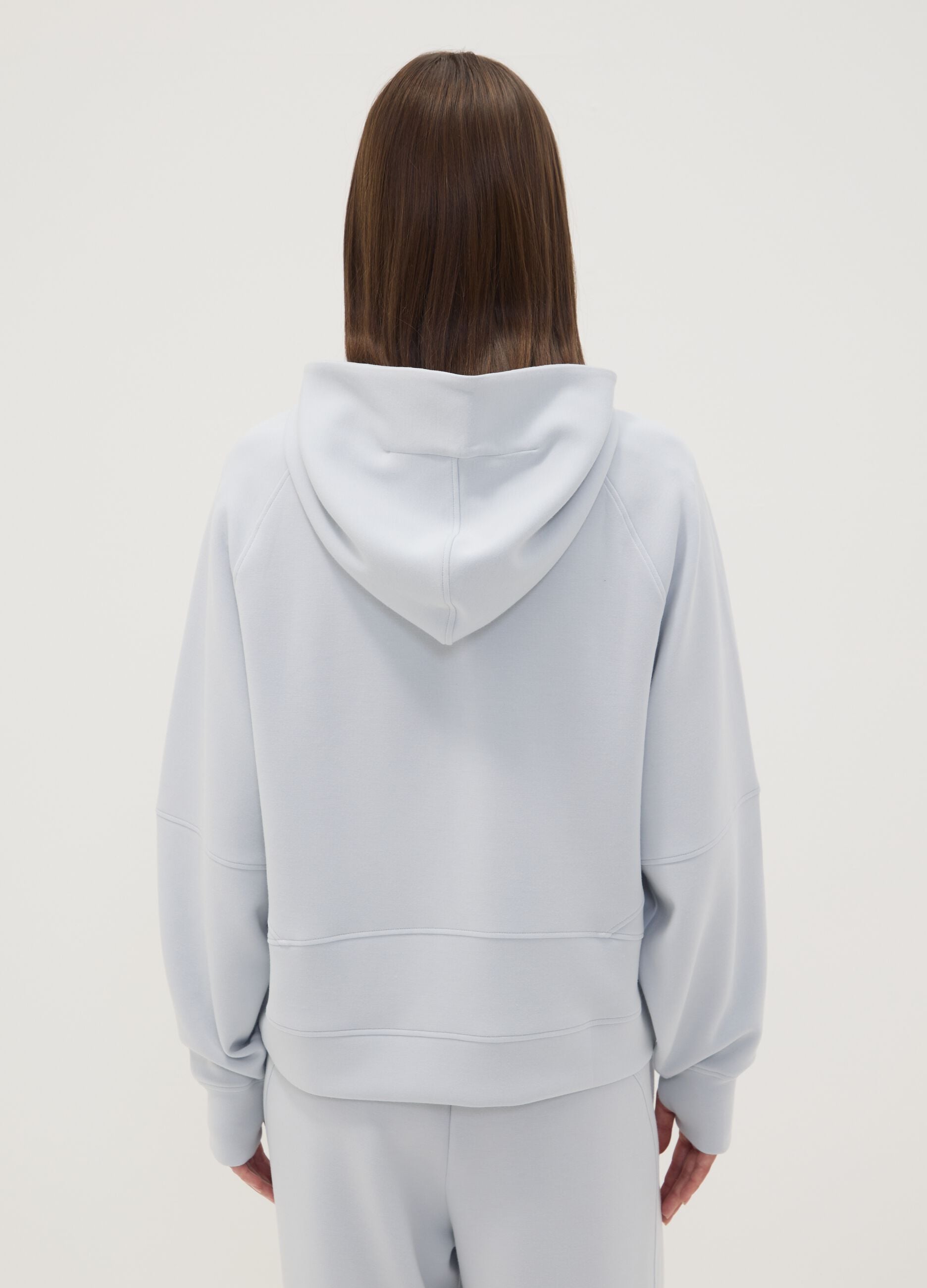 Grey stretch viscose jersey hoodie