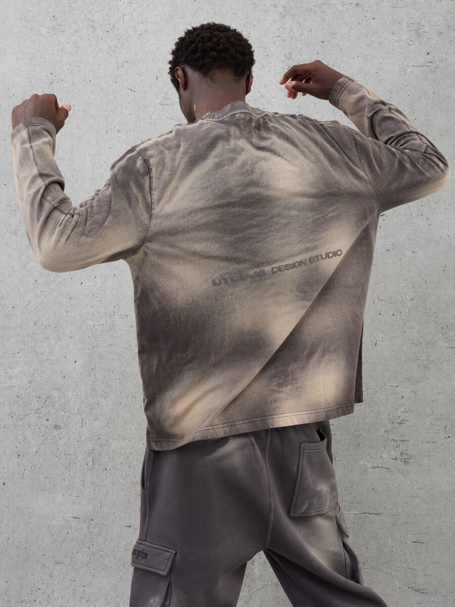 Long-sleeved Graphic T-shirt Vintage Grey & Sand dye_3