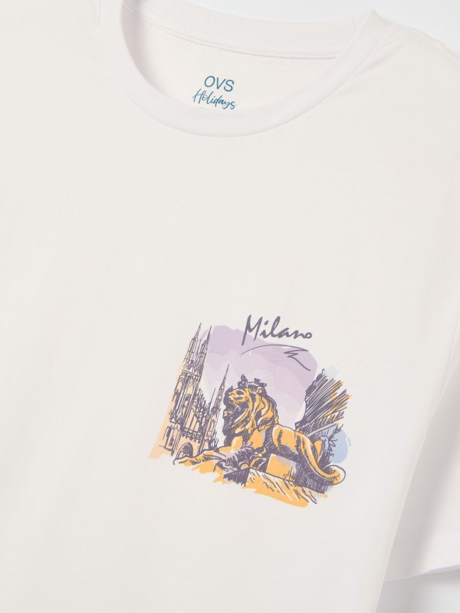 Cotton T-shirt with "Milano" print_5