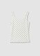 White fitted stretch cotton polka-dot top_5