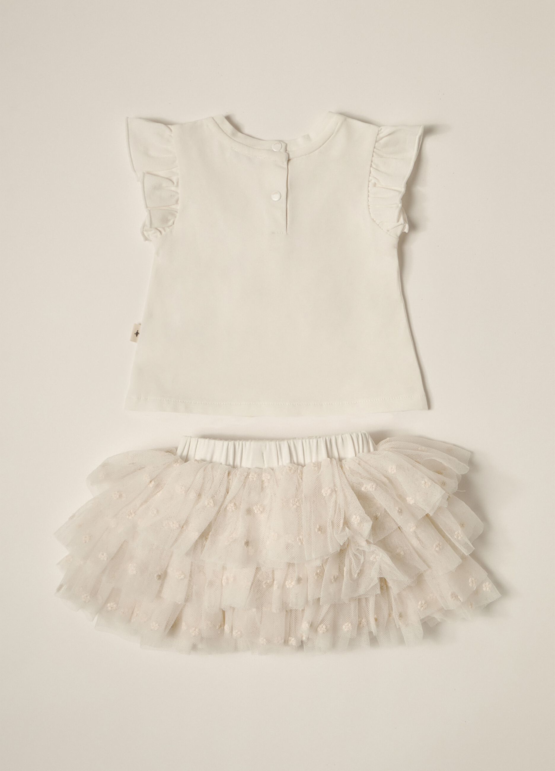 IANA newborn girl skirt + T-shirt set in tulle