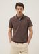 Brown pure cotton polo shirt with classic collar_0