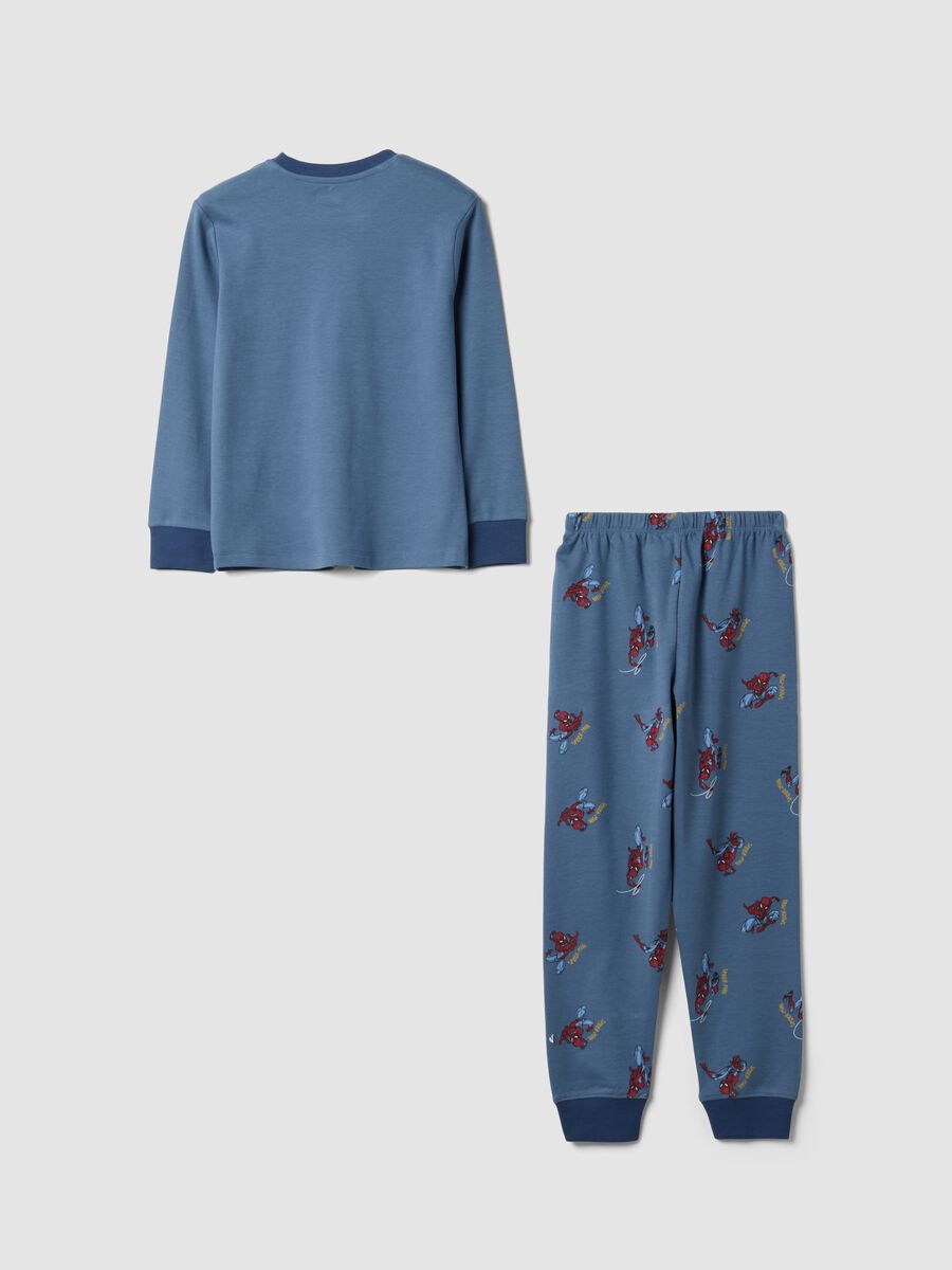 Blue pure organic cotton pyjamas with MARVEL Spider-Man print_1