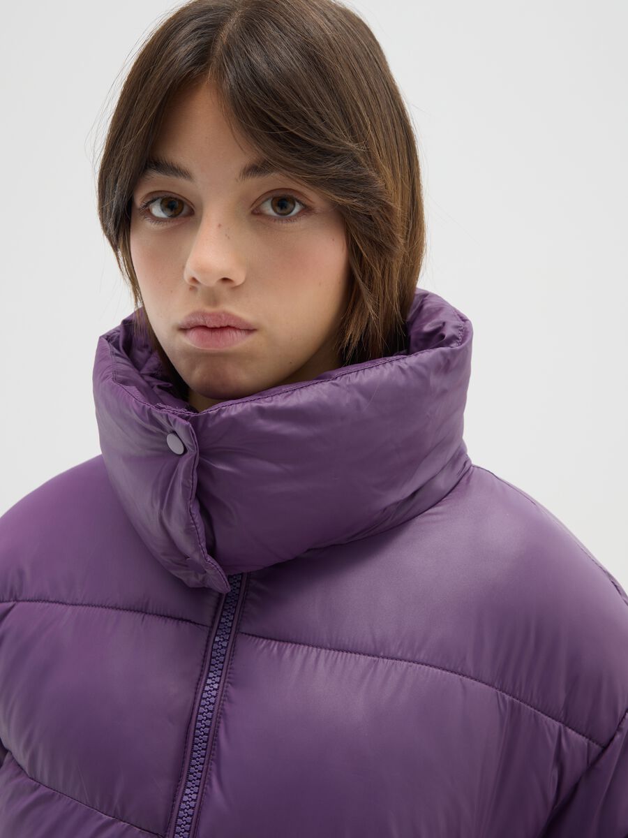 Giacca imbottita viola da ragazza regular fit con zip_2