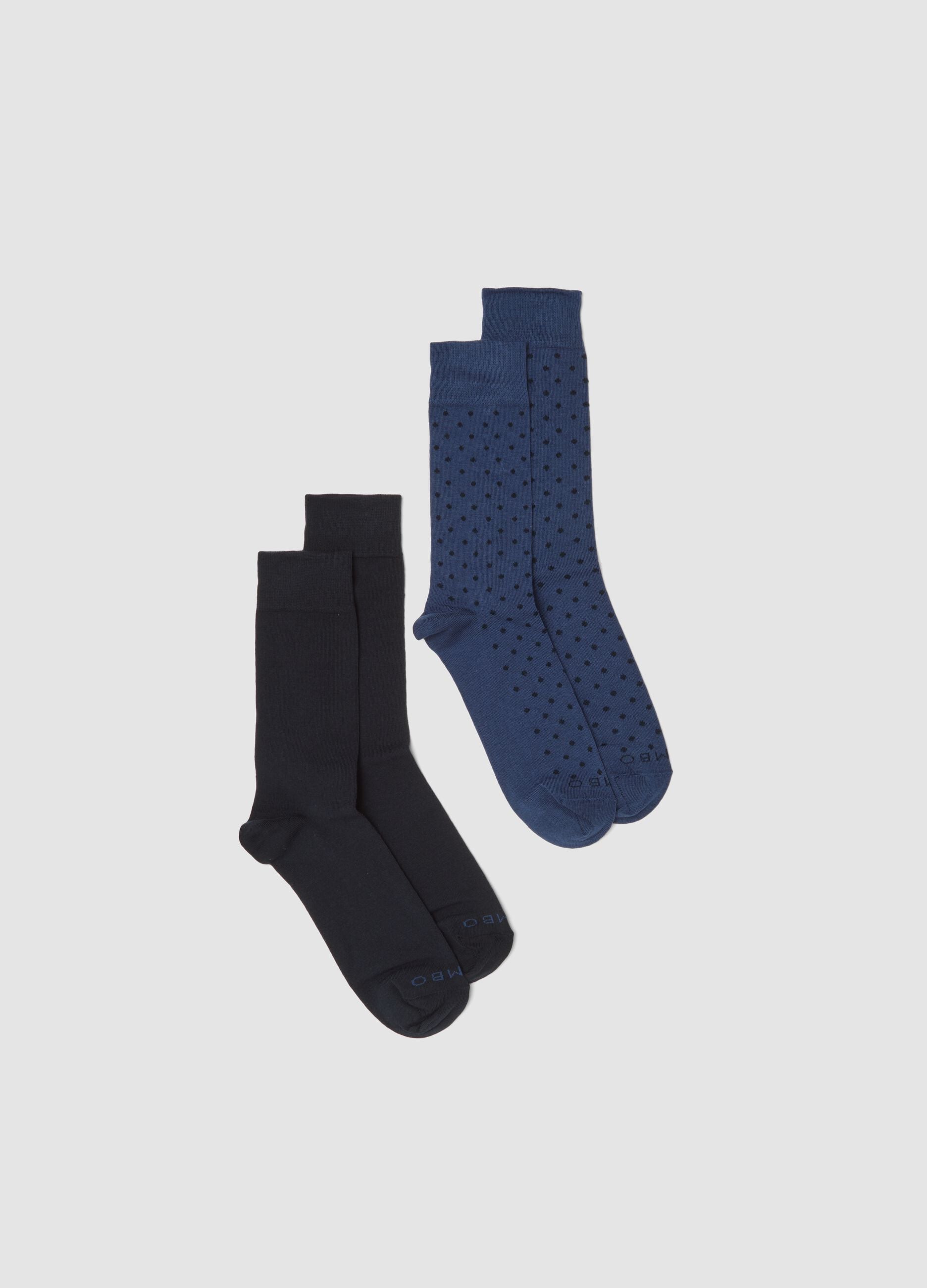 Two-pack of navy and dark blue stretch cotton socks