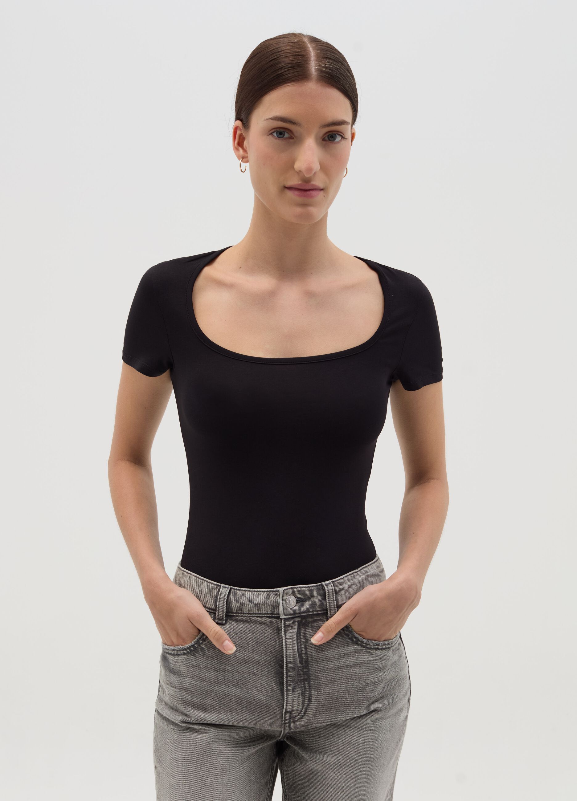 Body maniche corte tinta unita