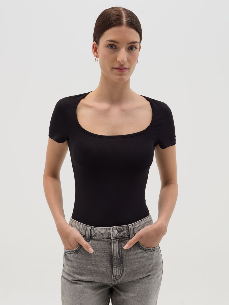 Solid colour bodysuit with short sleeves_1