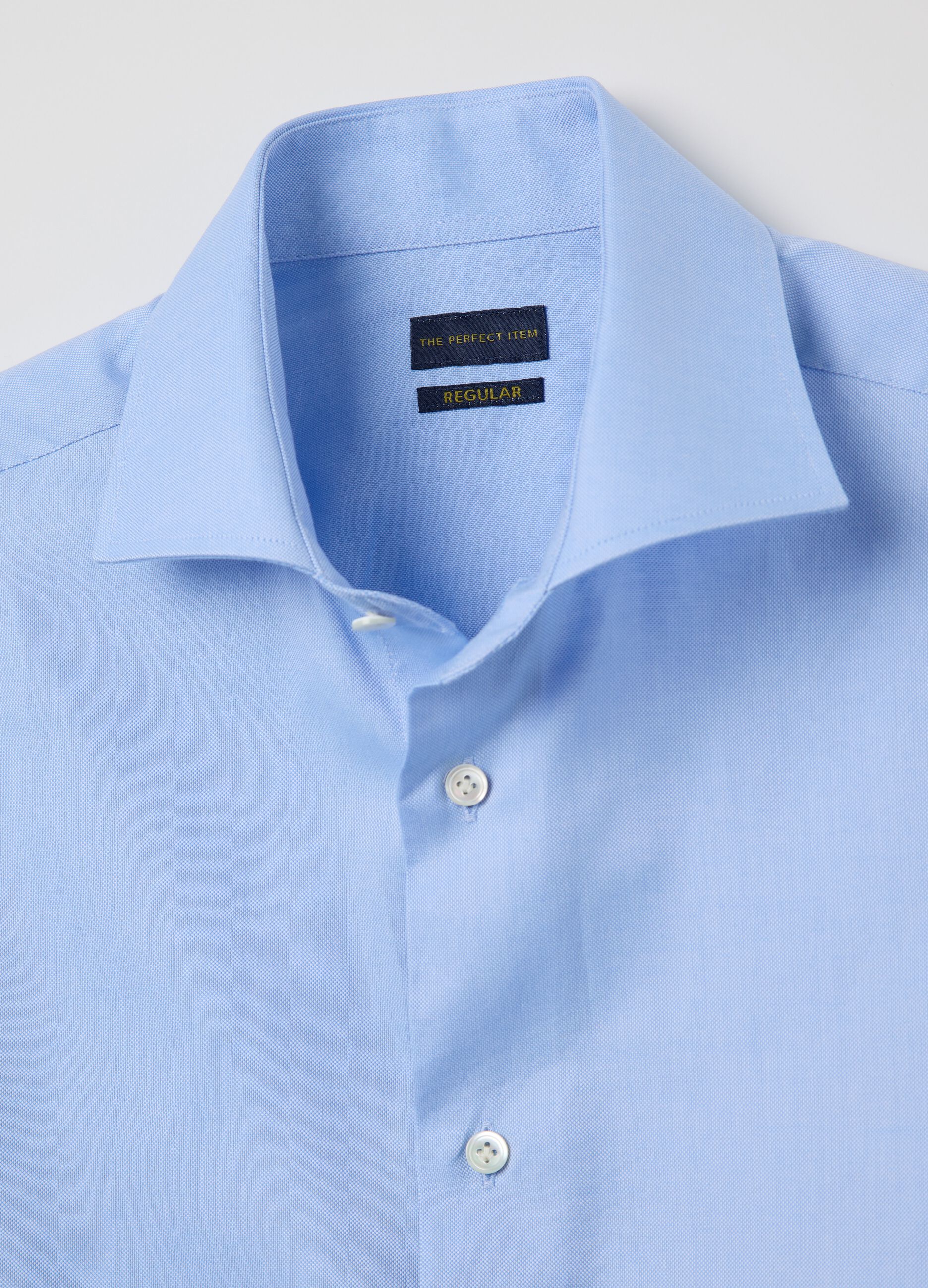 Camicia da uomo in puro cotone azzurra regular fit con colletto alla francese