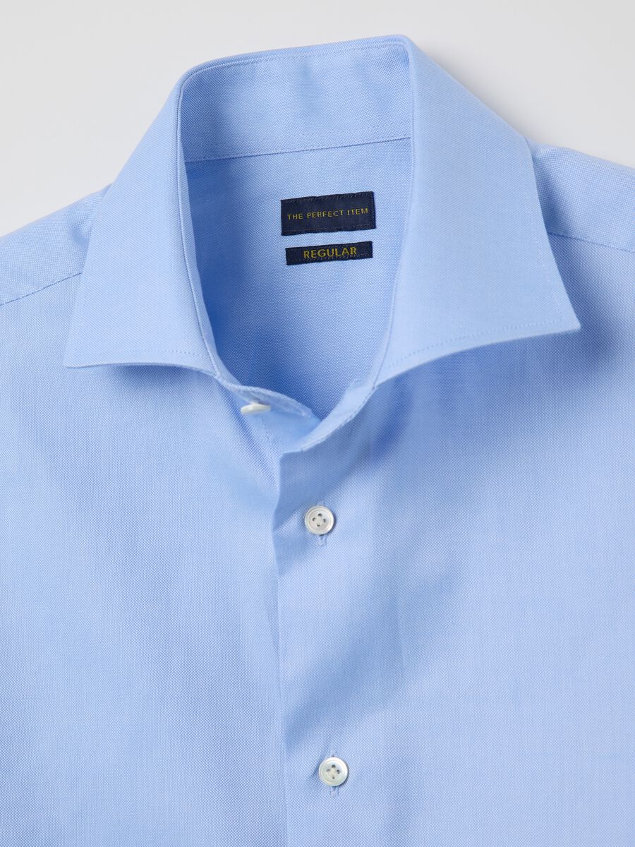 Men’s light blue regular-fit shirt in 100% cotton with cutaway collar_5