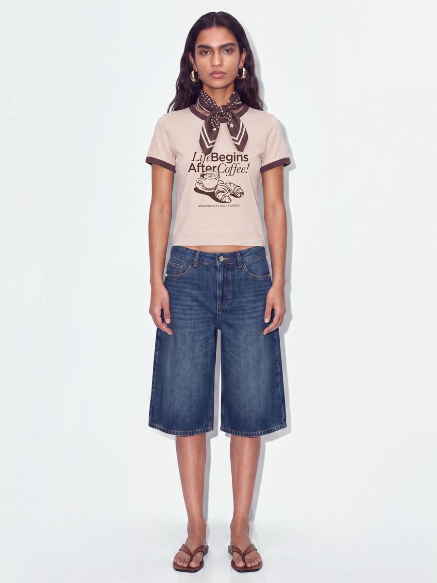 Blue pure cotton baggy denim shorts_0