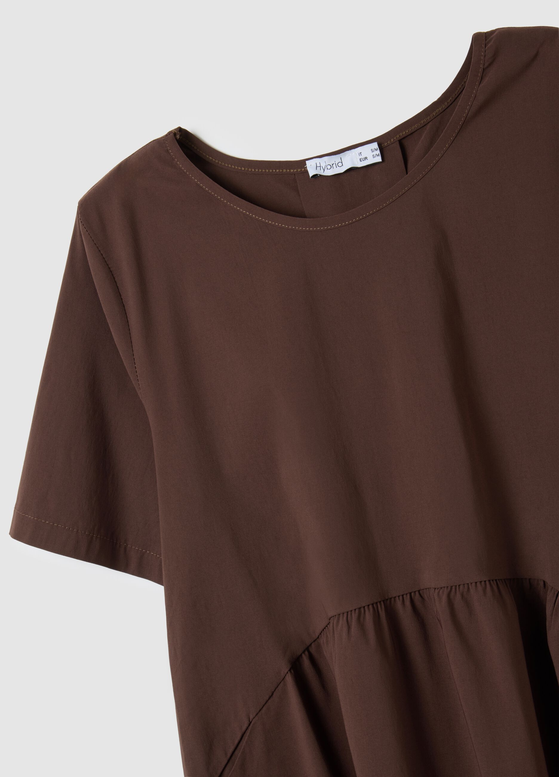Brown viscose-blend women's dress with regular fit