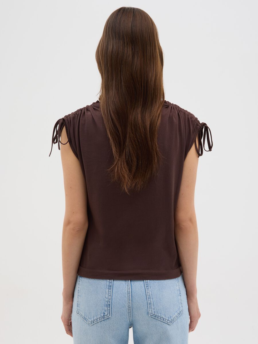 Women's brown pure cotton T-shirt regular fit_3