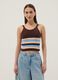 Multicolour striped pure cotton fitted knitted top_2