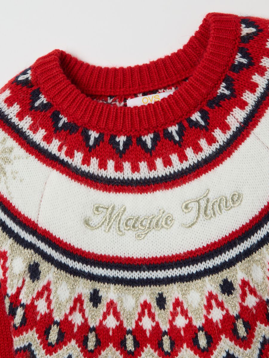 Girls' Save the Children Christmas Jumper with Red Jacquard Pattern_2