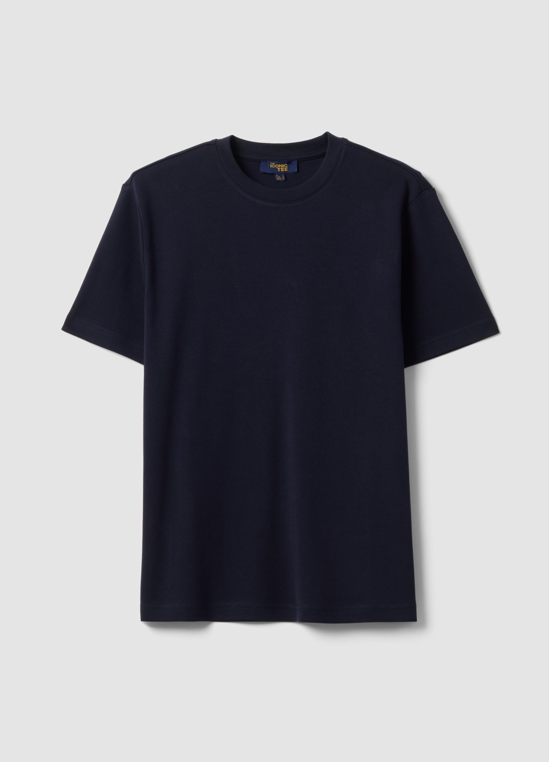 Blue pure cotton short-sleeved regular fit T-shirt