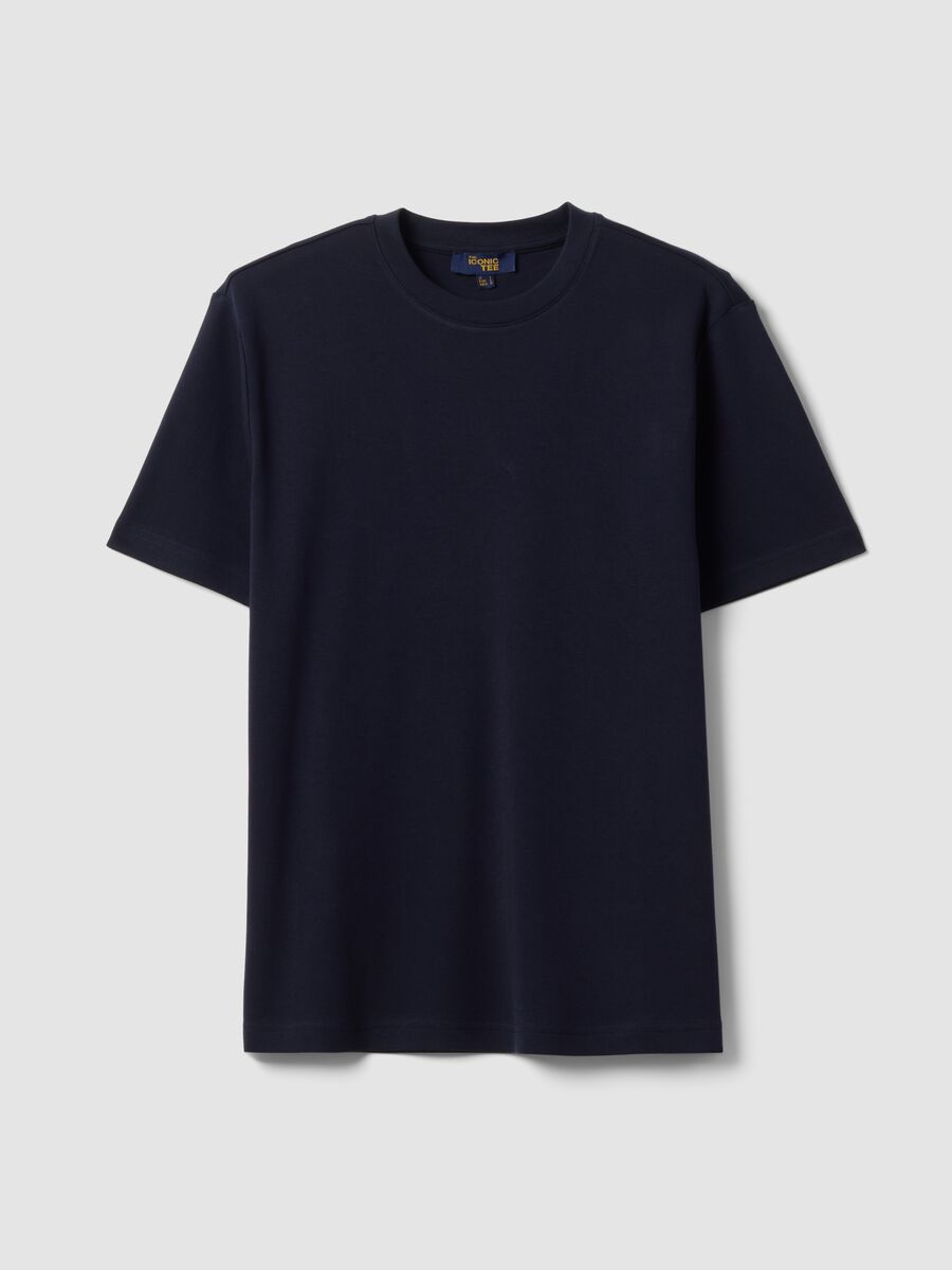 Blue pure cotton short-sleeved regular fit T-shirt_4