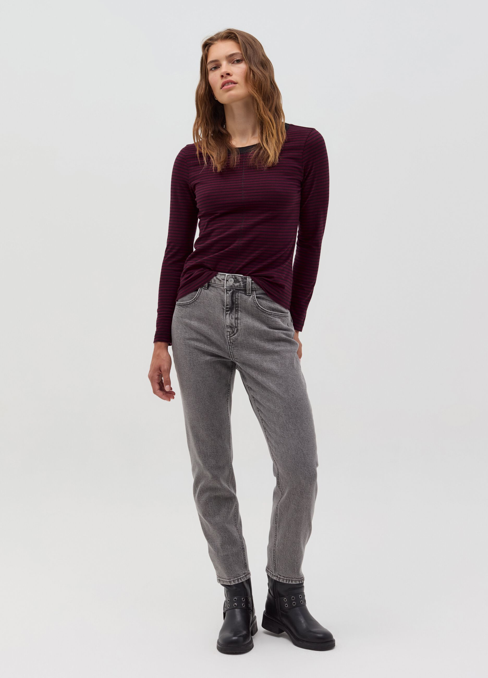 OVS T-shirt a righe sottili con maniche lunghe