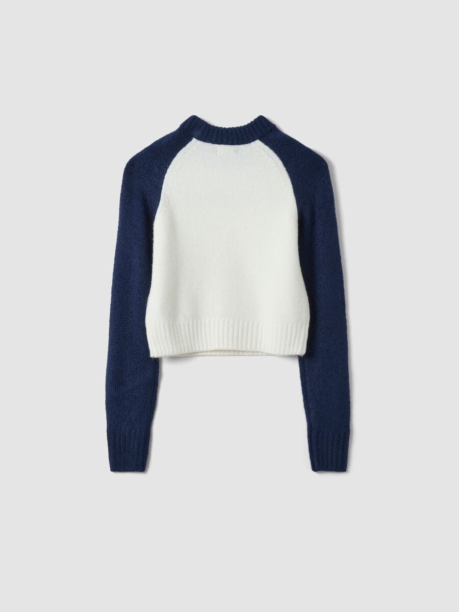 Maglia blu in tessuto elasticizzato girocollo_2